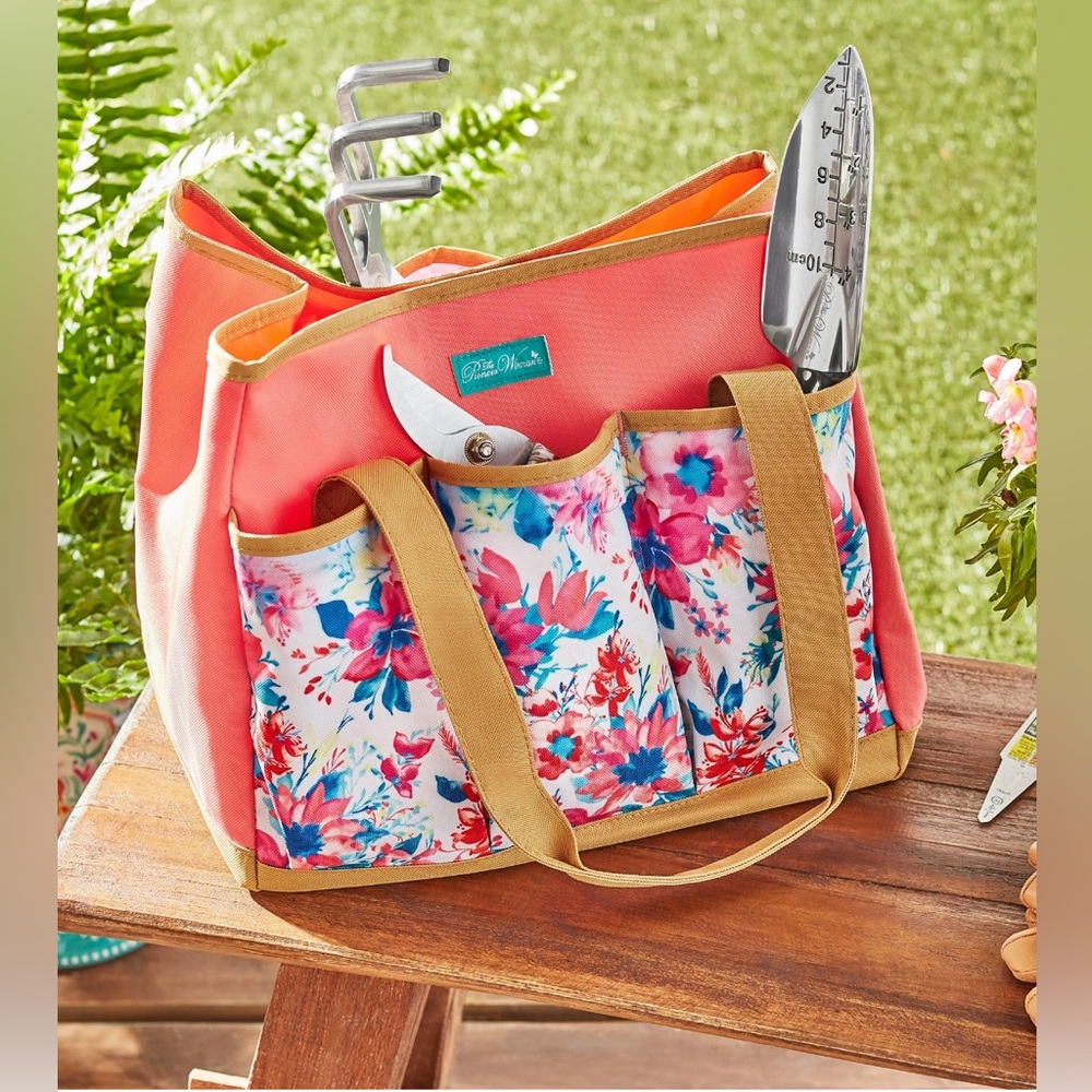 The Pioneer Woman Pink Multi Colored Fresh Floral Garden Tote Bag
